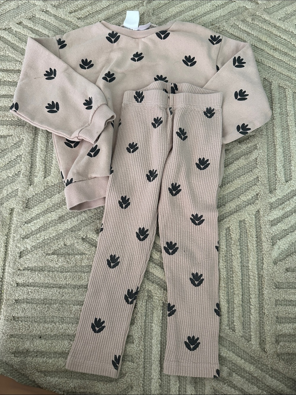 Zara Floral Print Ribbed Leggings & Sweatshirt Set